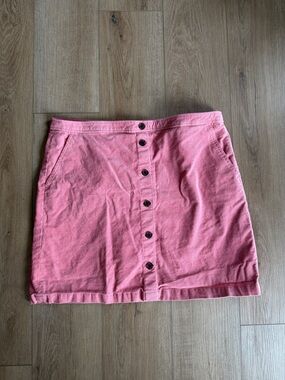 J. Crew Corduroy Rose Pink Button-Front Mini Skirt